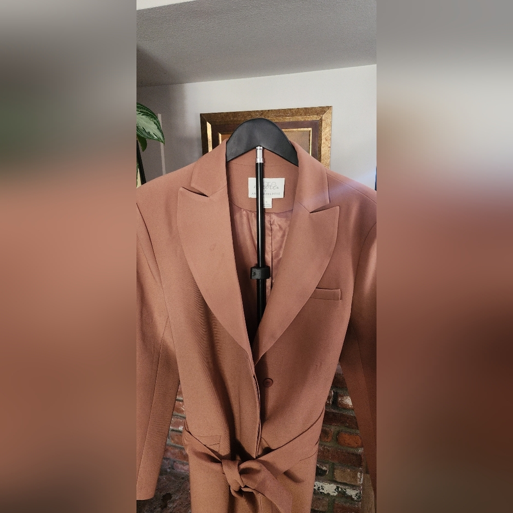 Mare Mare for Anthropologie Camel Longline Blazer Size Small - Picture 4 of 10